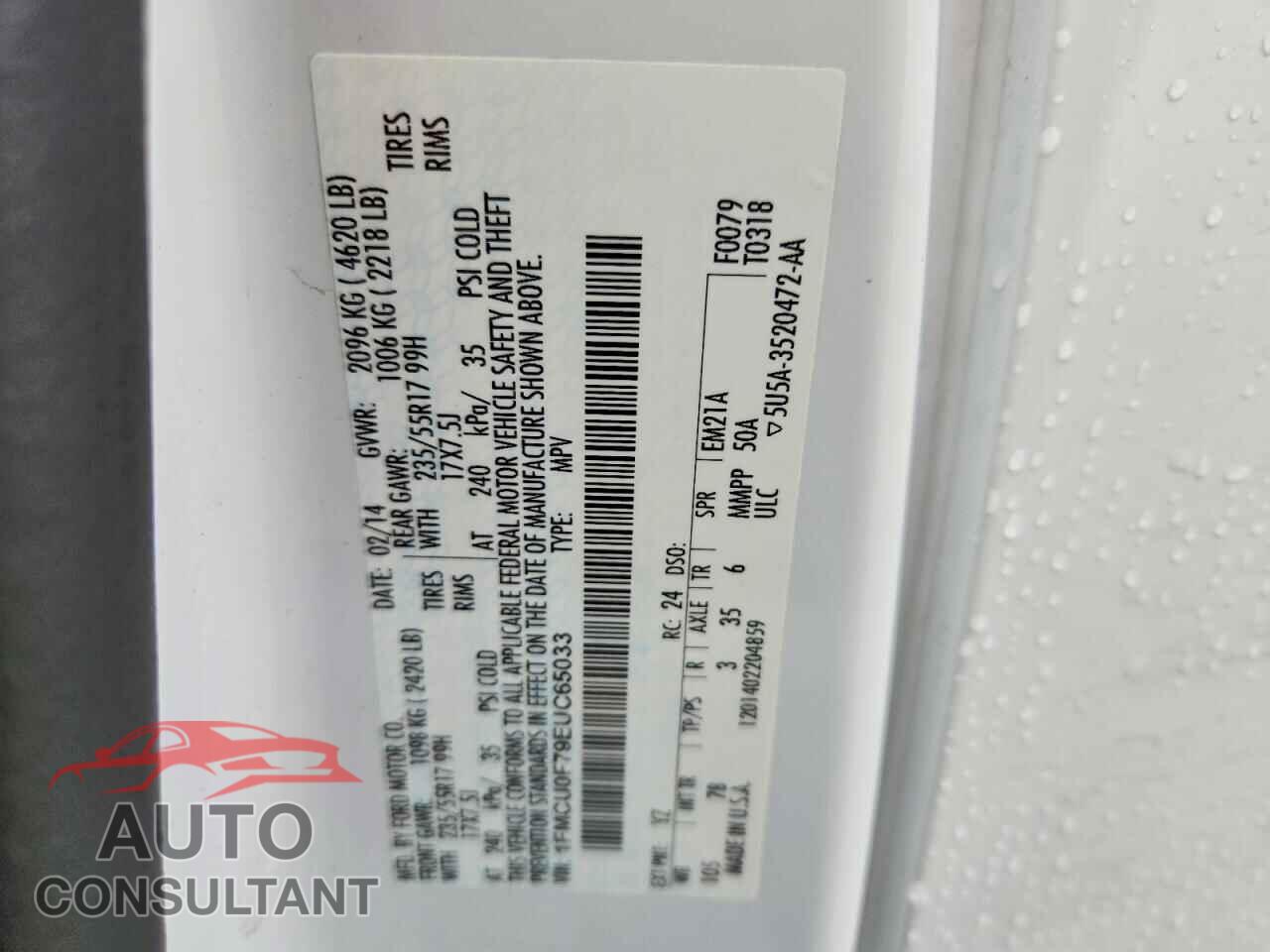 FORD ESCAPE 2014 - 1FMCU0F79EUC65033