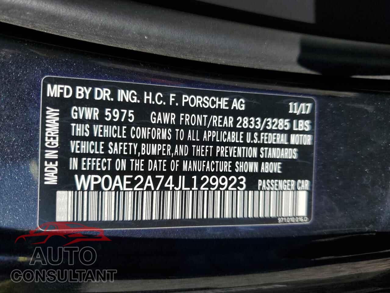 PORSCHE PANAMERA 2018 - WP0AE2A74JL129923