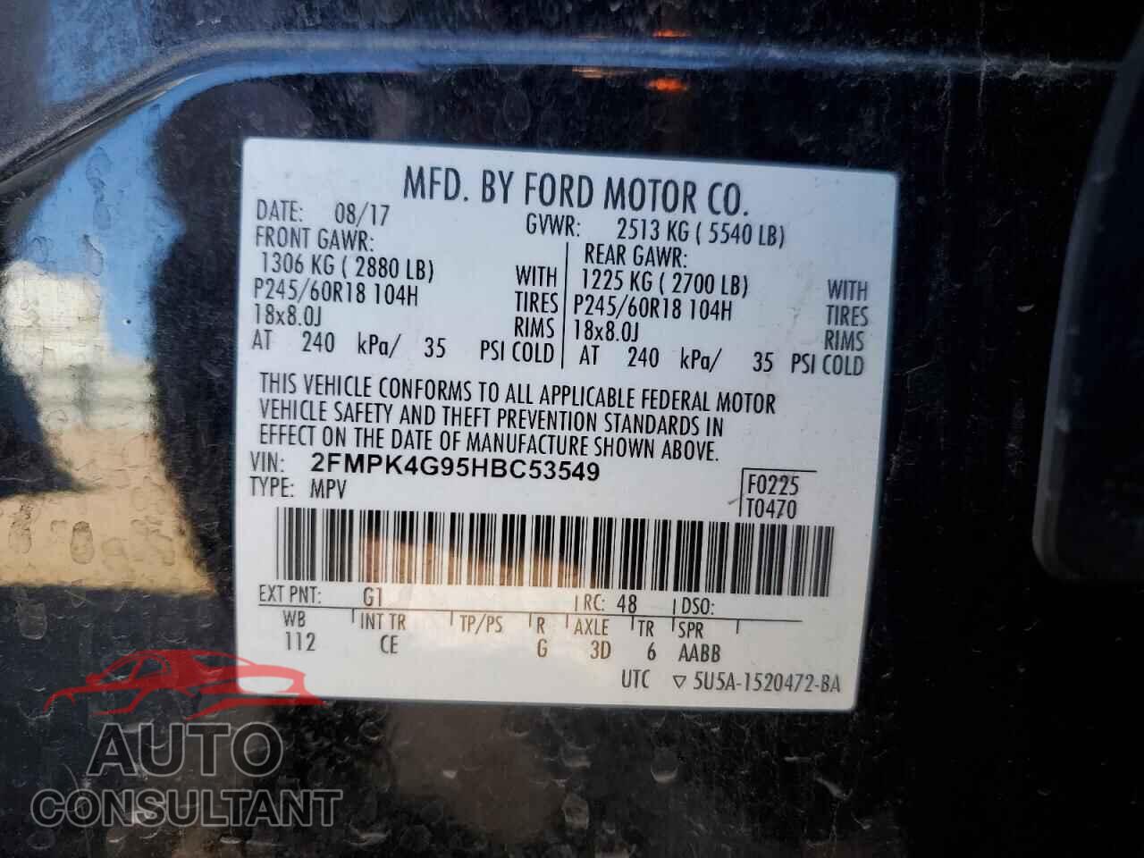 FORD EDGE 2017 - 2FMPK4G95HBC53549