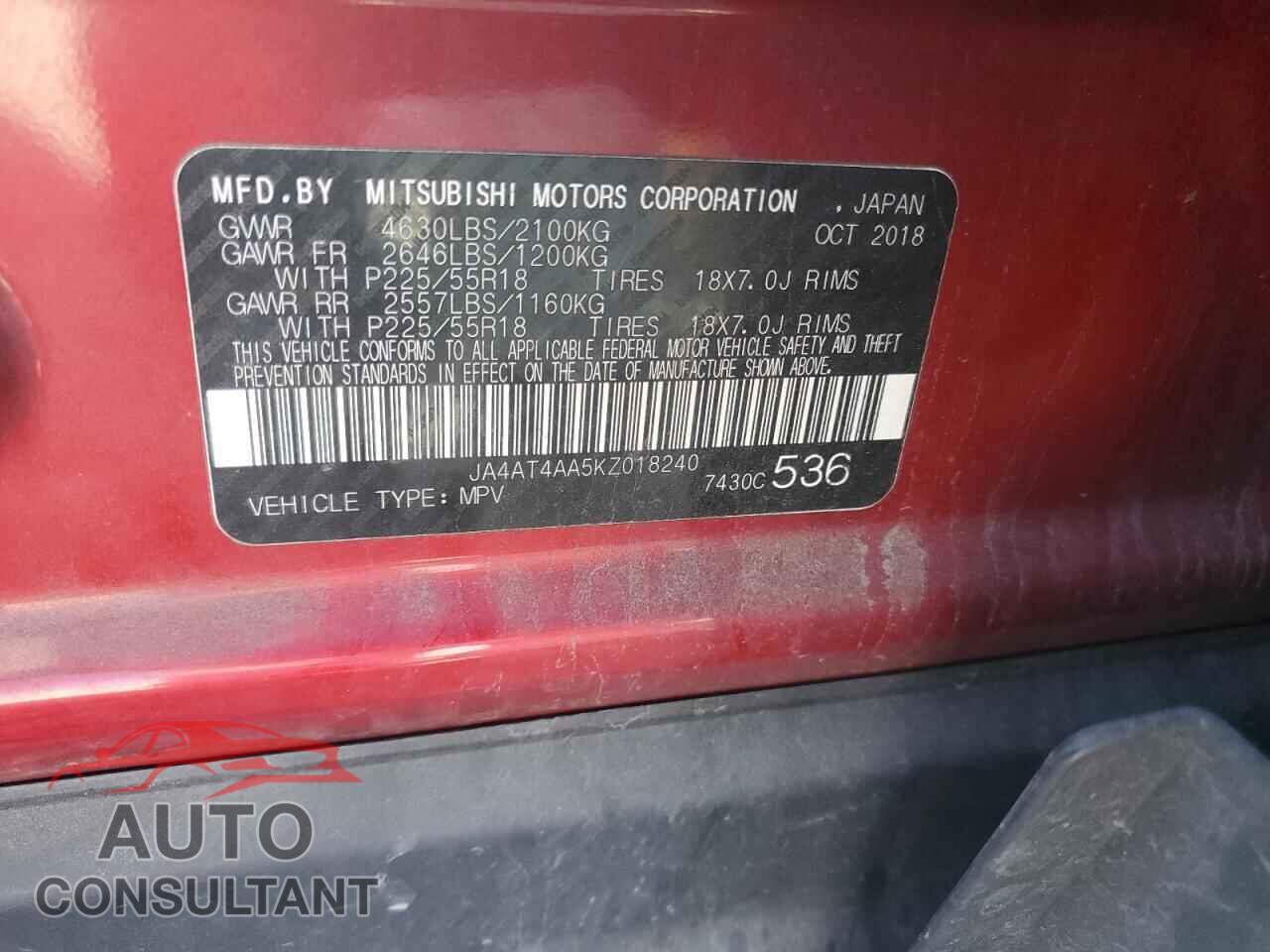 MITSUBISHI ECLIPSE 2019 - JA4AT4AA5KZ018240