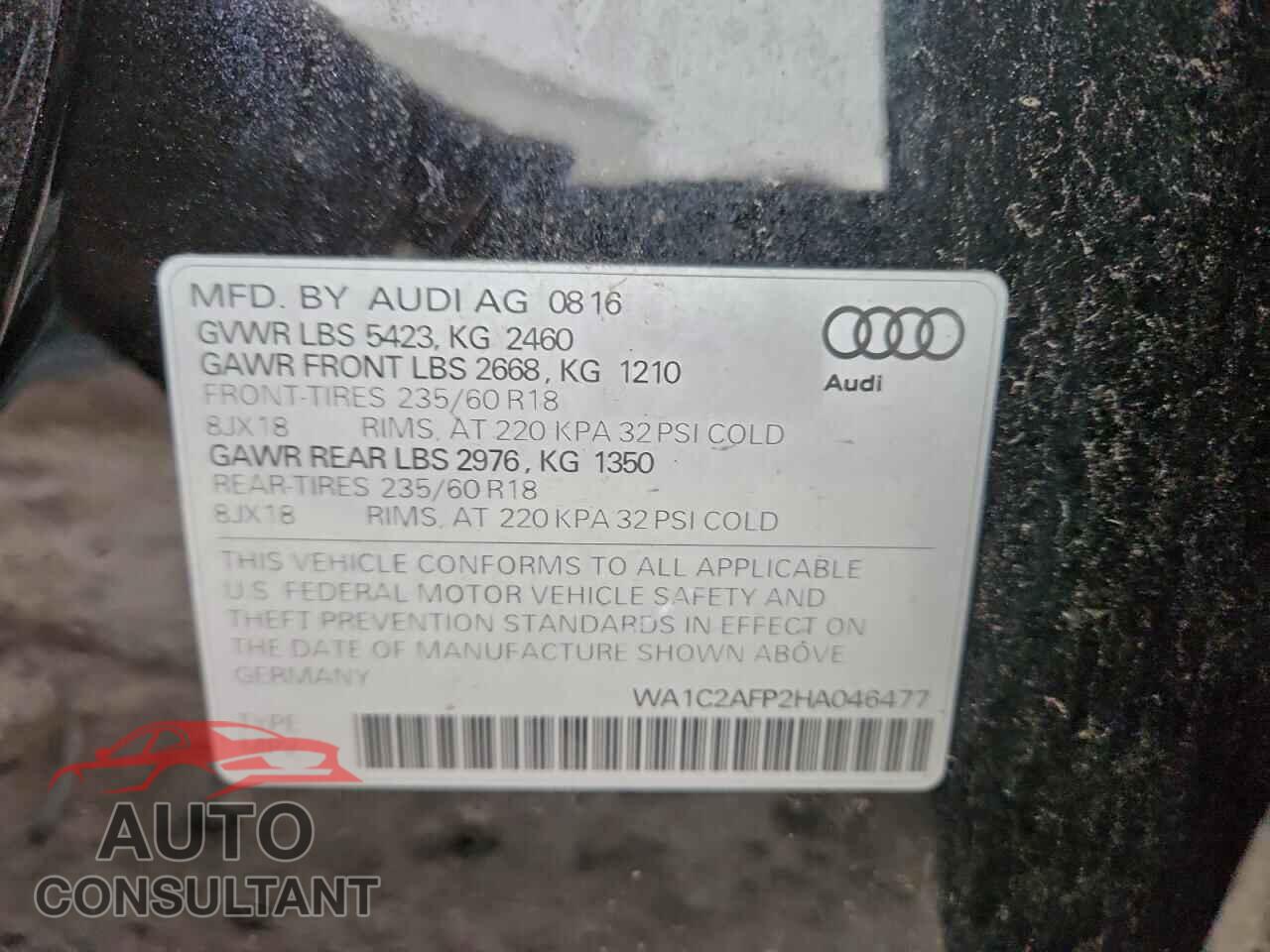 AUDI Q5 2017 - WA1C2AFP2HA046477
