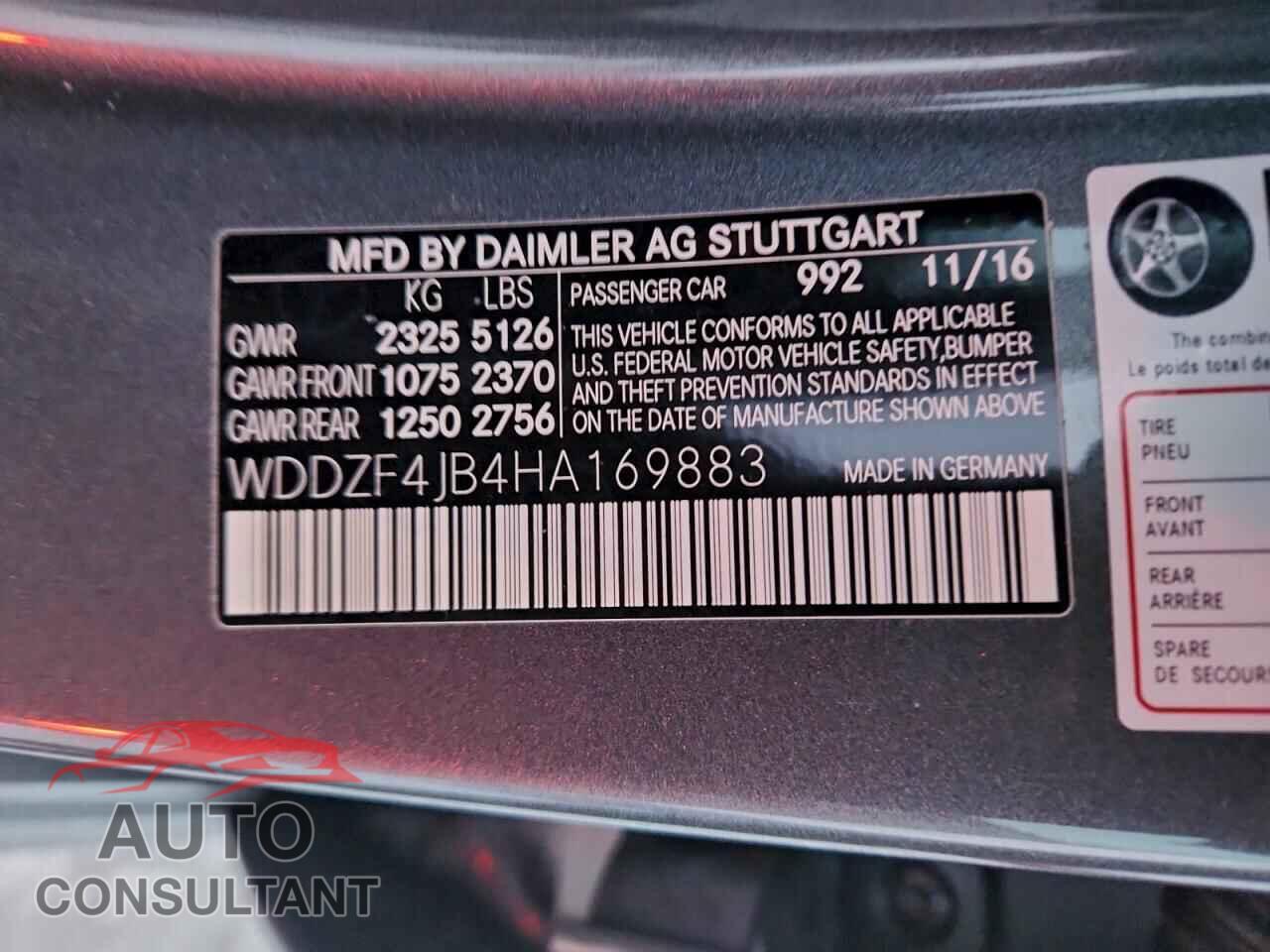 MERCEDES-BENZ E-CLASS 2017 - WDDZF4JB4HA169883