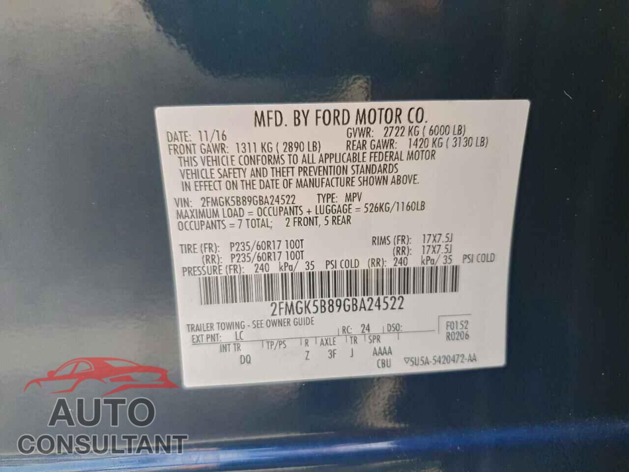 FORD FLEX 2016 - 2FMGK5B89GBA24522