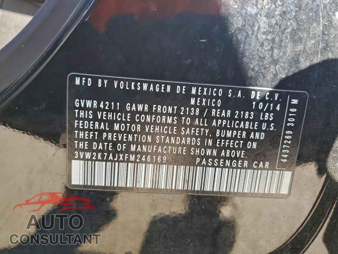 VOLKSWAGEN JETTA 2015 - 3VW2K7AJXFM246169