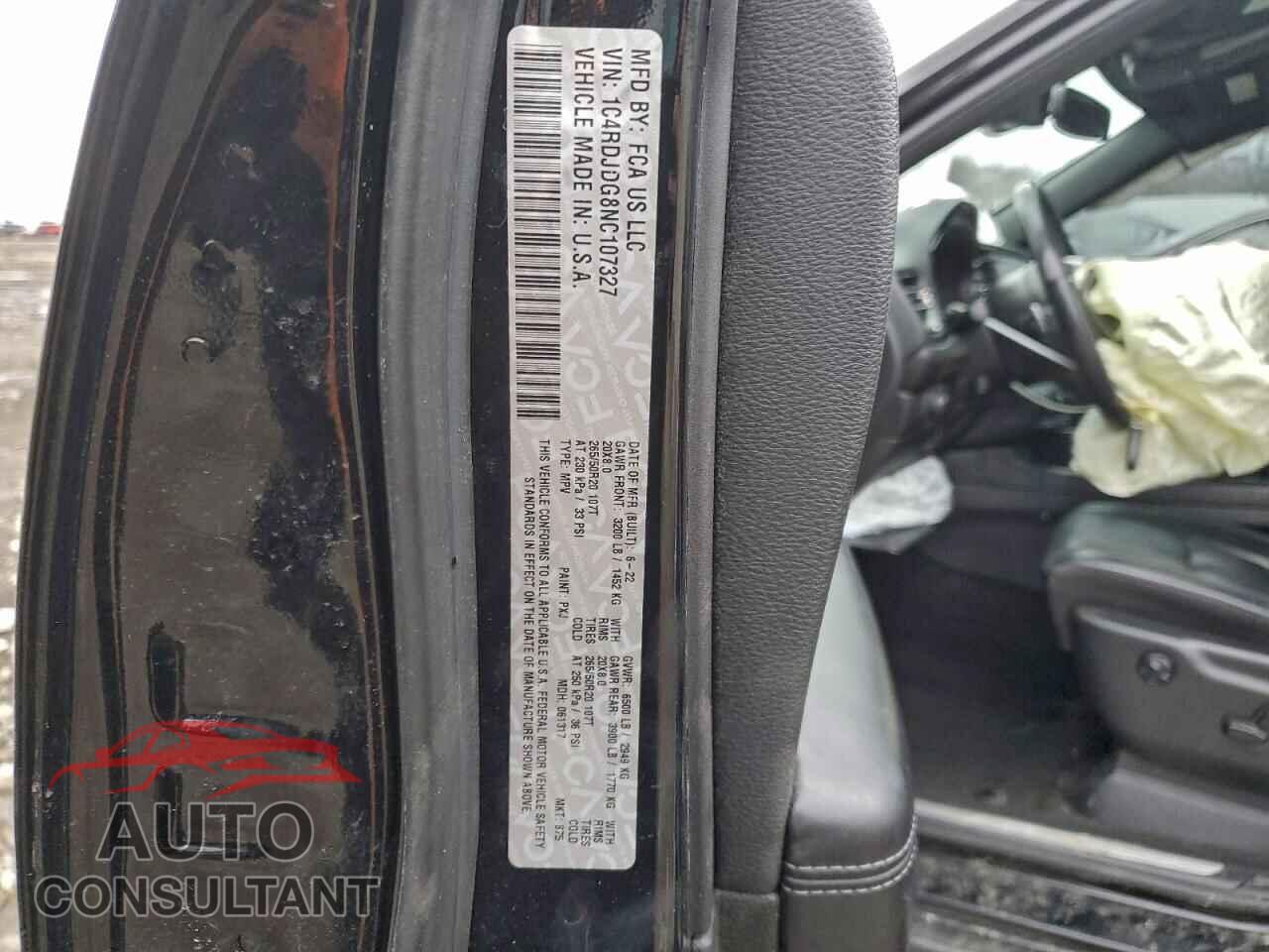DODGE DURANGO 2022 - 1C4RDJDG8NC107327