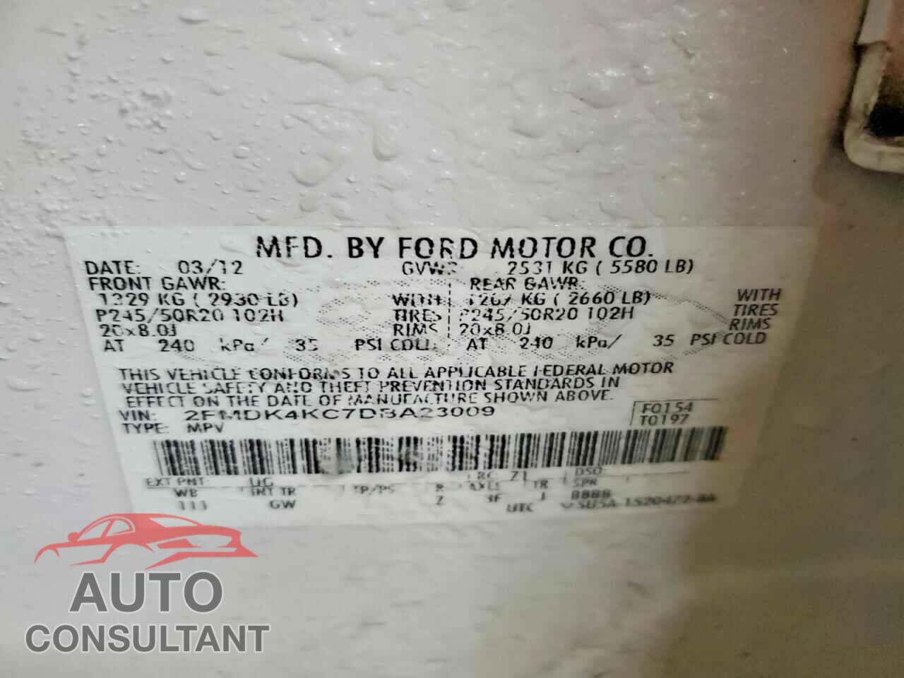 FORD EDGE 2013 - 2FMDK4KC7DBA23009