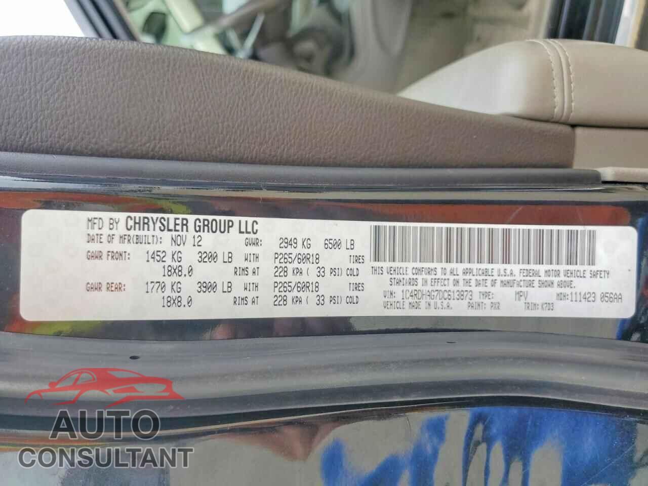 DODGE DURANGO 2013 - 1C4RDHAG7DC613873