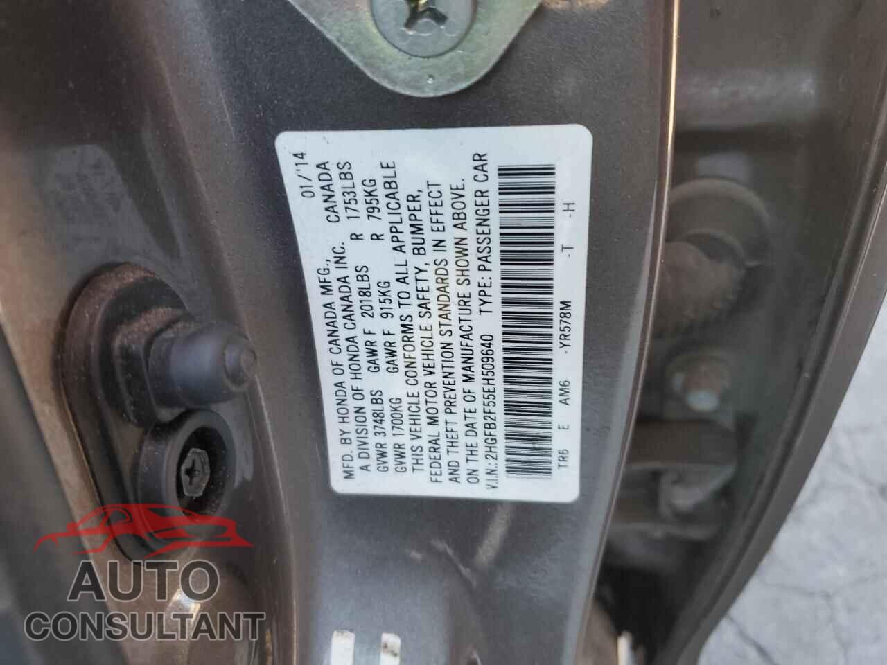 HONDA CIVIC 2014 - 2HGFB2F55EH509640