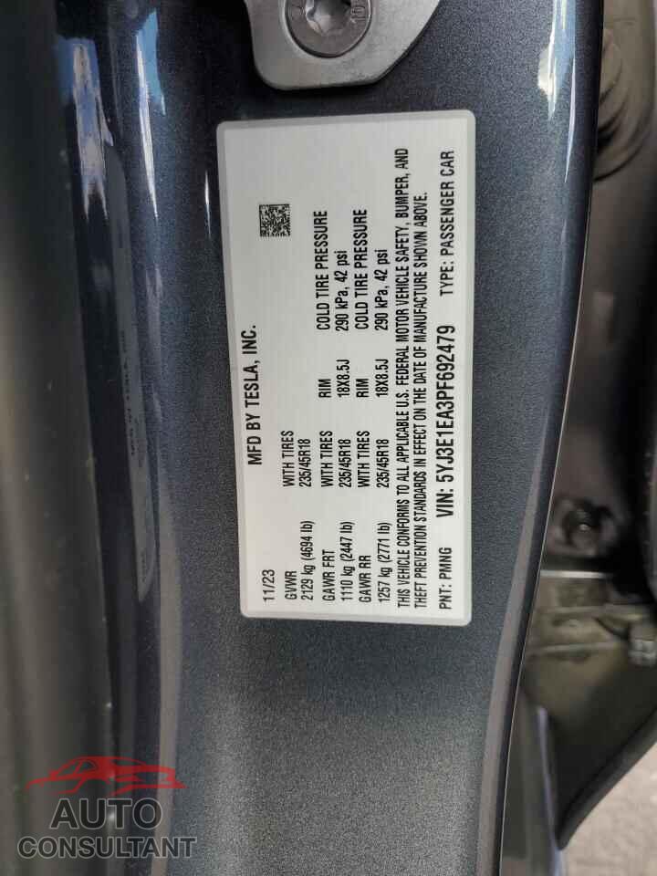 TESLA MODEL 3 2023 - 5YJ3E1EA3PF692479