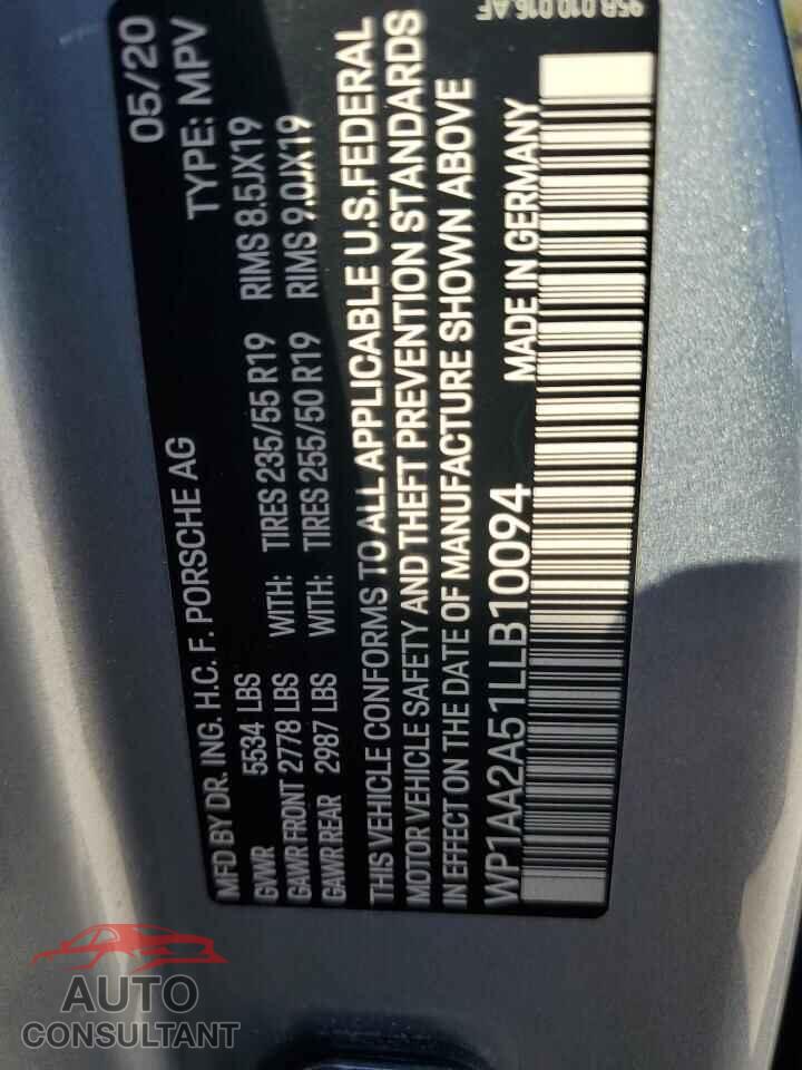 PORSCHE MACAN 2020 - WP1AA2A51LLB10094