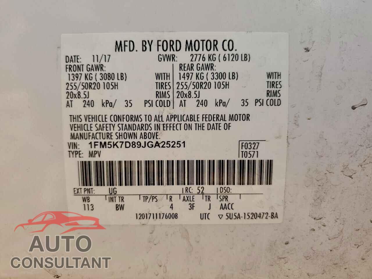 FORD EXPLORER 2018 - 1FM5K7D89JGA25251