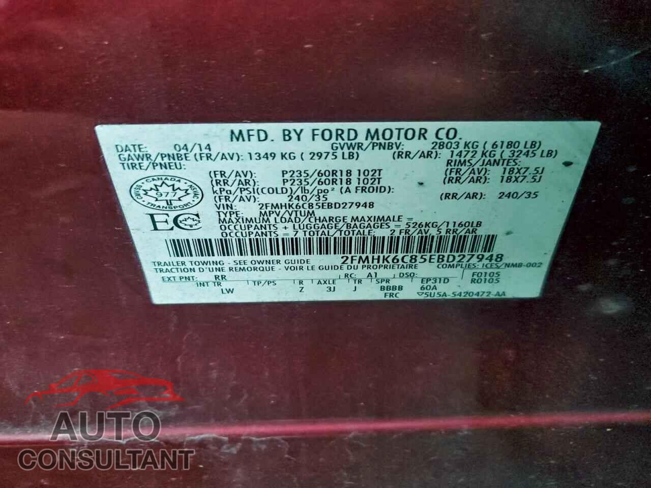 FORD FLEX 2014 - 2FMHK6C85EBD27948