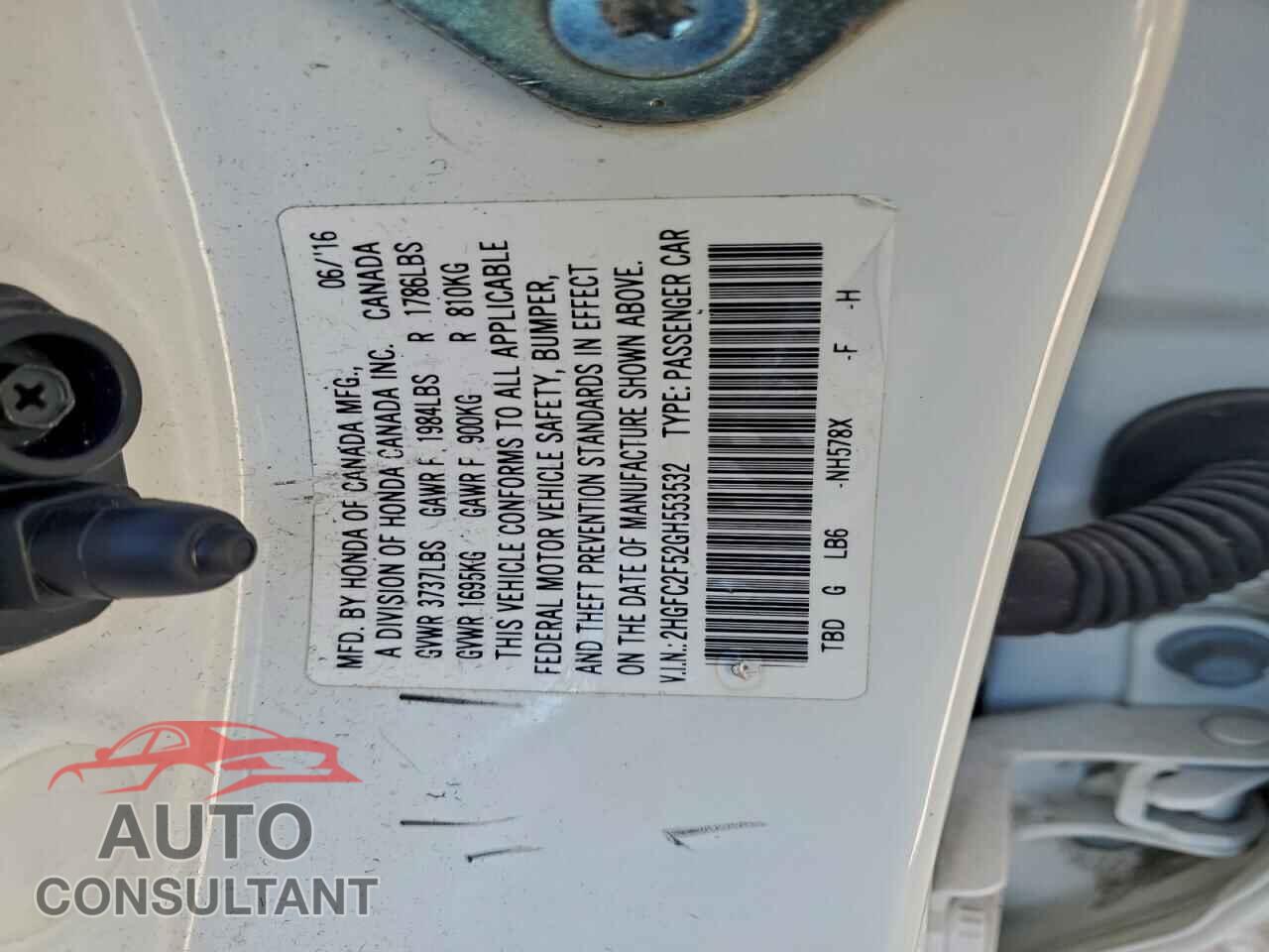 HONDA CIVIC 2016 - 2HGFC2F52GH553532