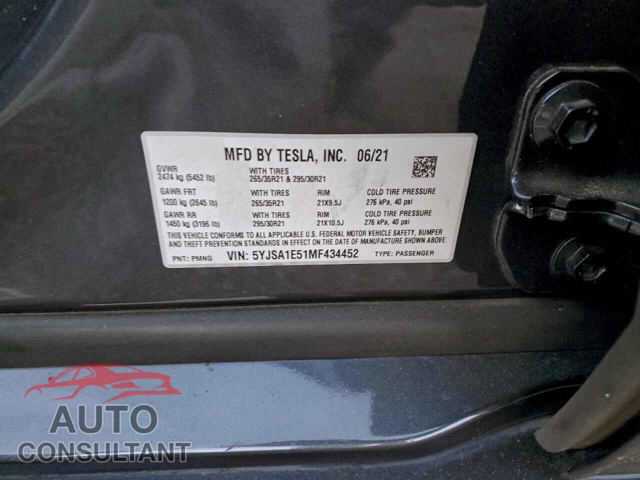 TESLA MODEL S 2021 - 5YJSA1E51MF434452