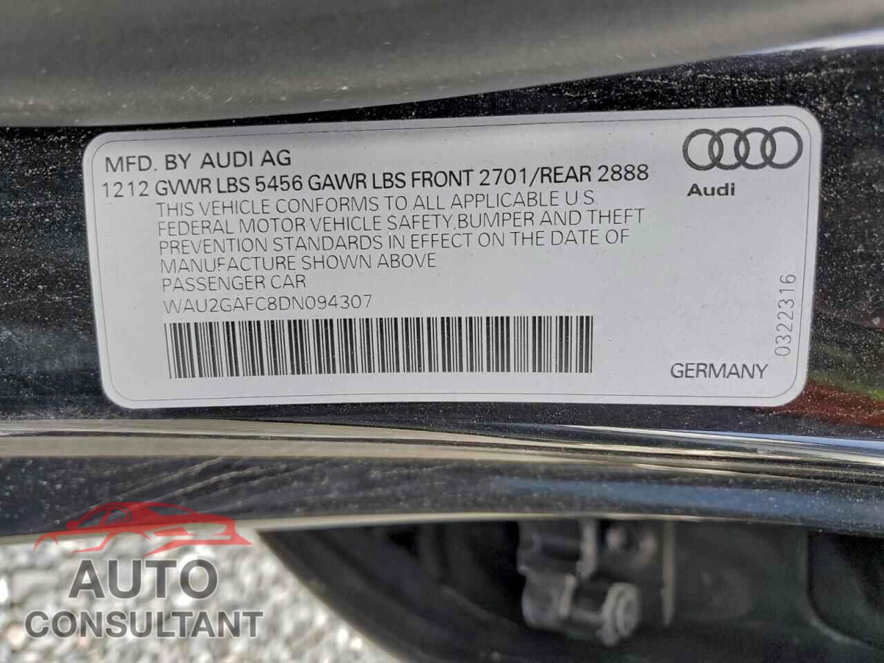 AUDI A7 2013 - WAU2GAFC8DN094307