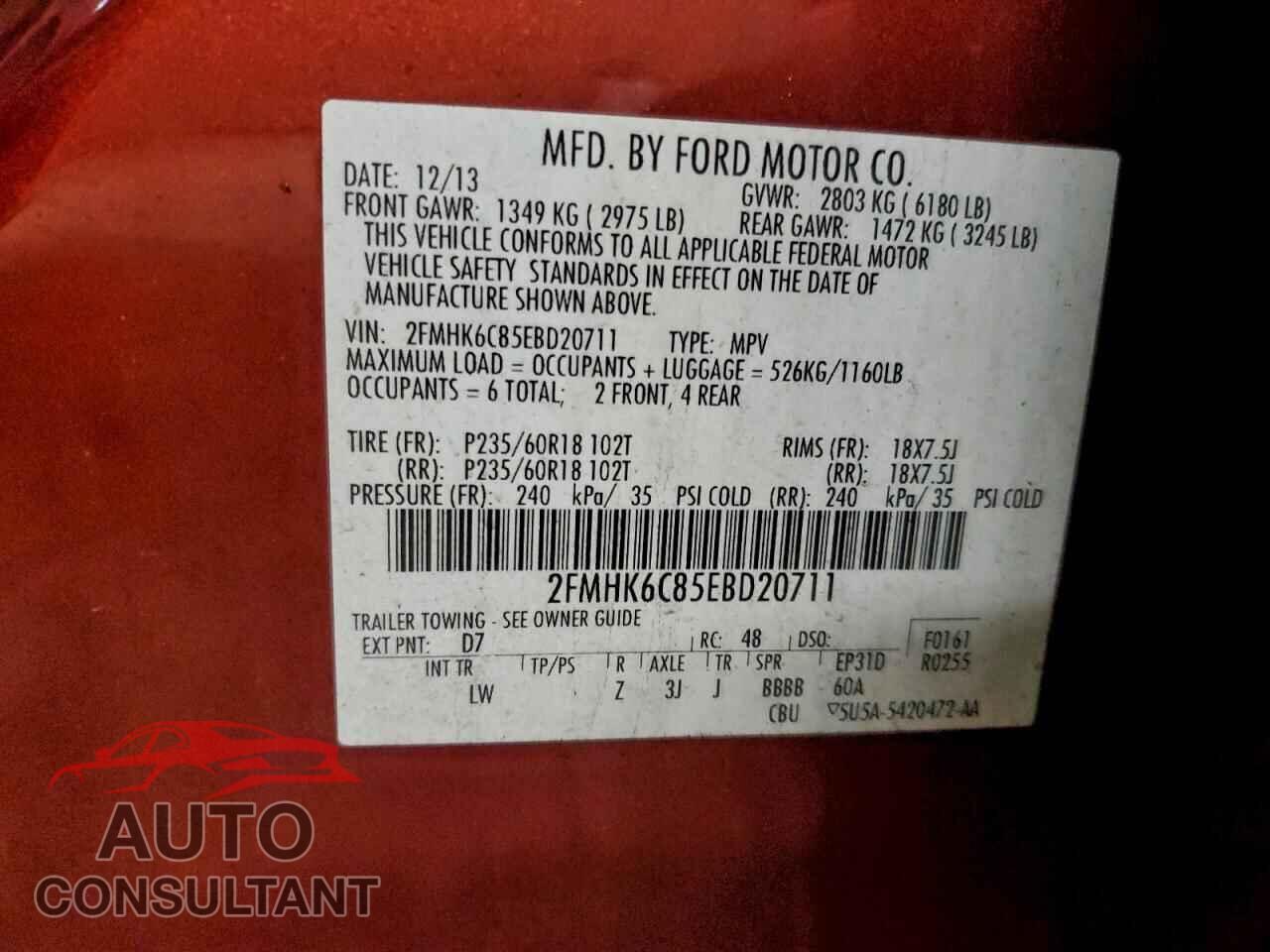 FORD FLEX 2014 - 2FMHK6C85EBD20711
