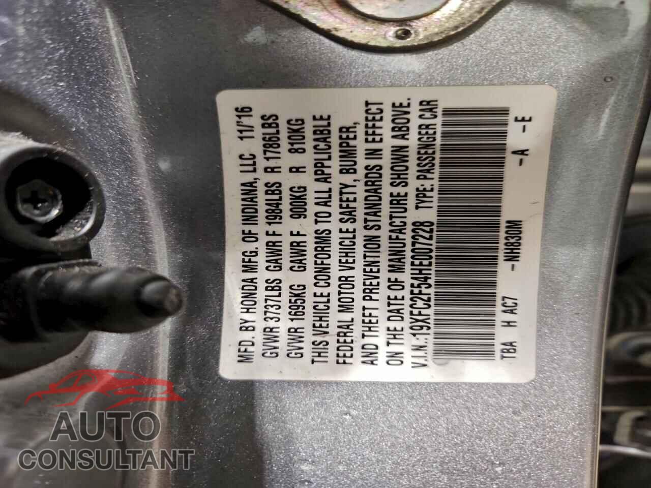 HONDA CIVIC 2017 - 19XFC2F54HE007228