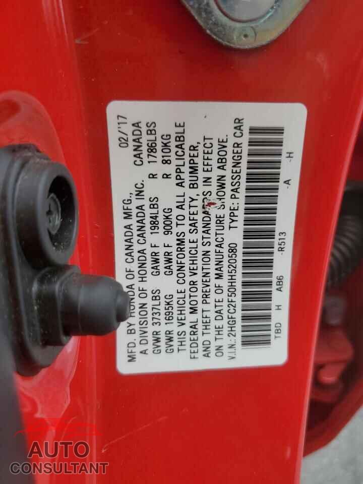 HONDA CIVIC 2017 - 2HGFC2F50HH520580