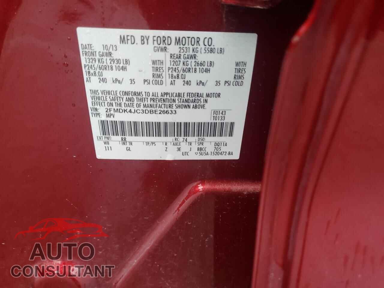 FORD EDGE 2013 - 2FMDK4JC3DBE26633