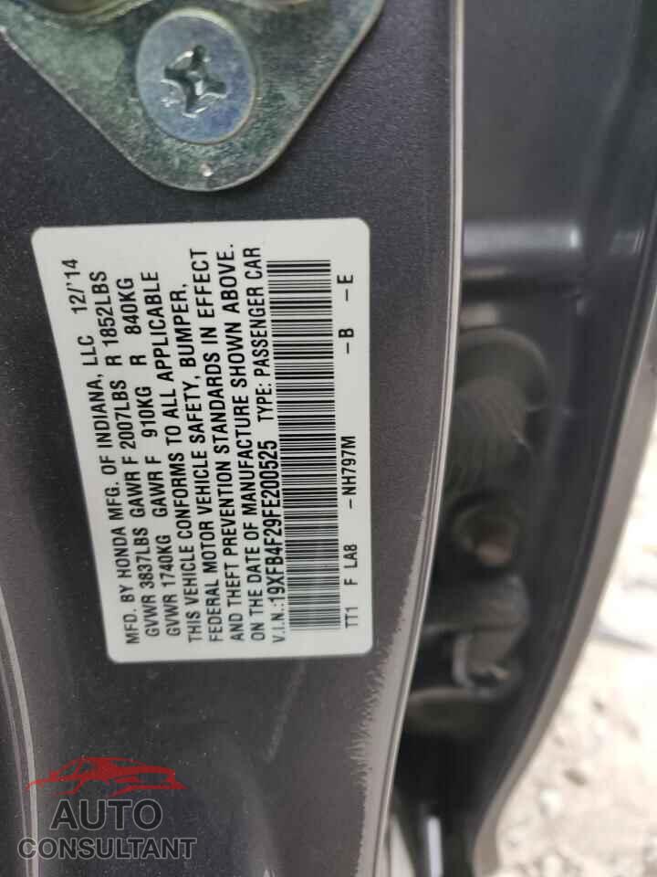 HONDA CIVIC 2015 - 19XFB4F29FE200525