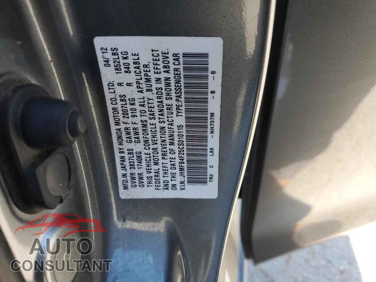 HONDA CIVIC 2012 - JHMFB4F25CS010115