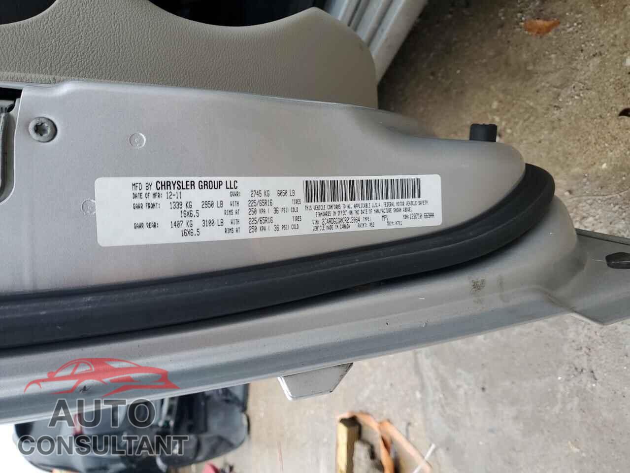 DODGE CARAVAN 2012 - 2C4RDGCG0CR212064