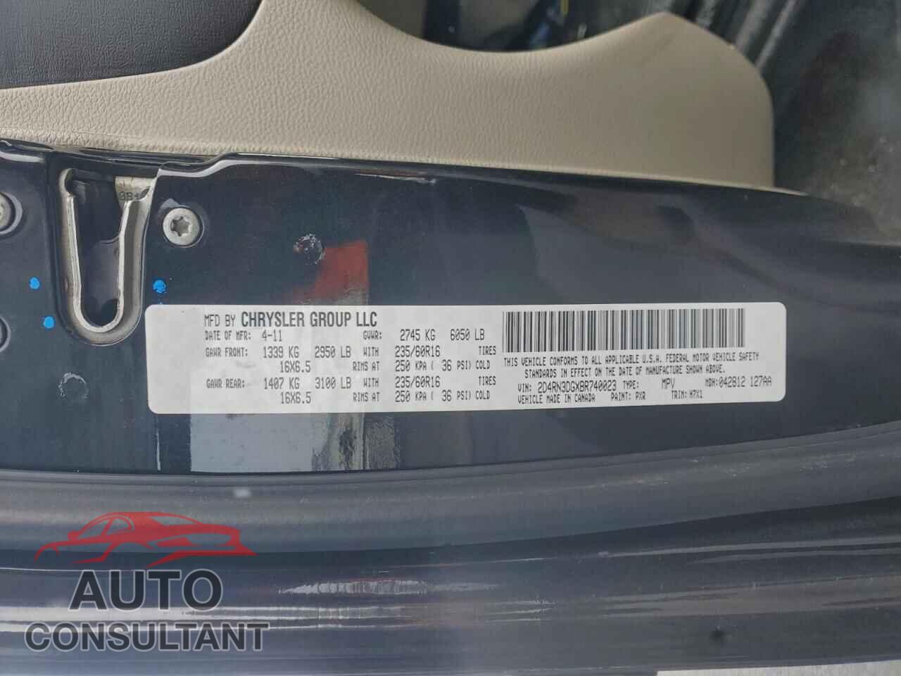 DODGE CARAVAN 2011 - 2D4RN3DGXBR740023