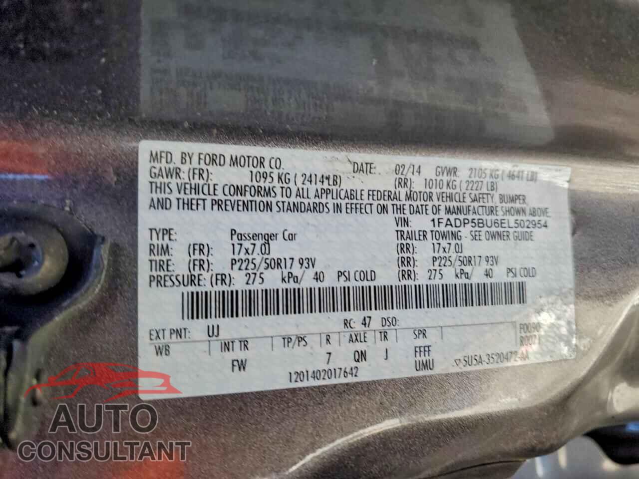 FORD CMAX 2014 - 1FADP5BU6EL502954