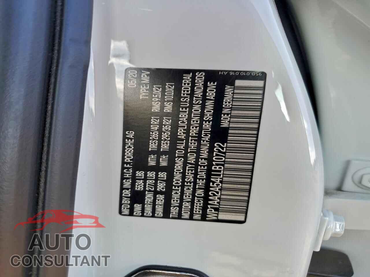 PORSCHE MACAN 2020 - WP1AA2A54LLB10722