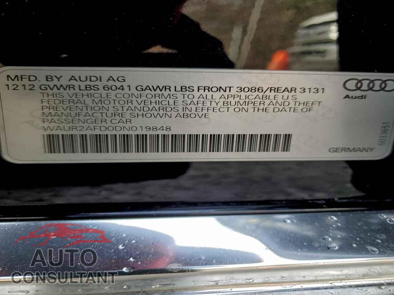AUDI A8 2013 - WAUR2AFD0DN019848