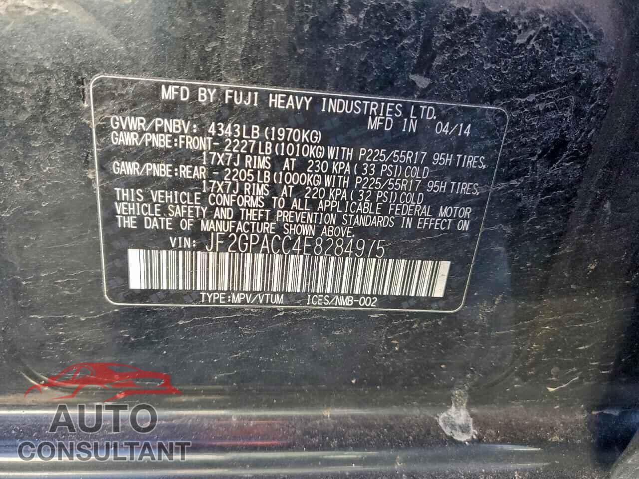 SUBARU XV 2014 - JF2GPACC4E8284975