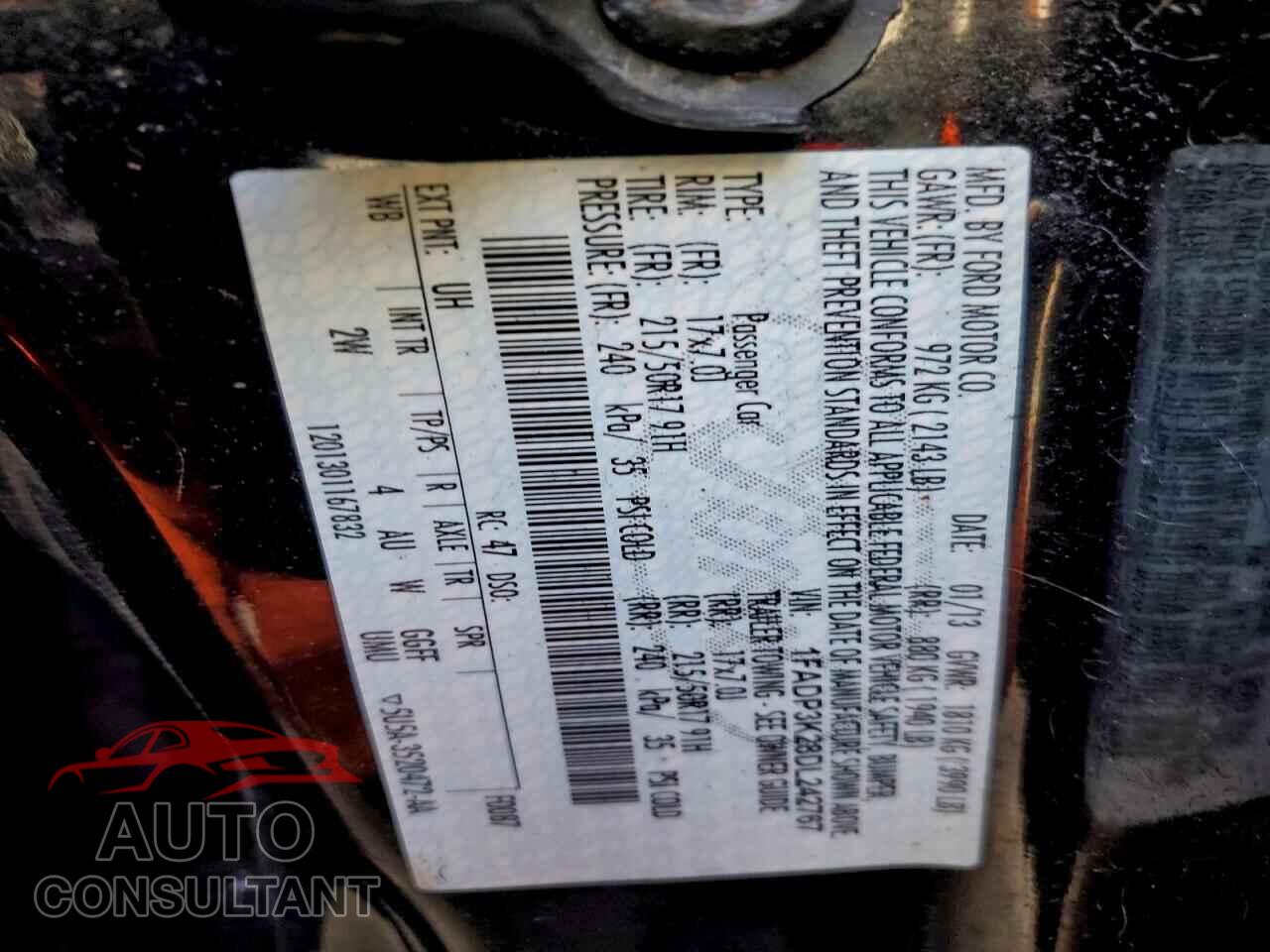 FORD FOCUS 2013 - 1FADP3K28DL242767