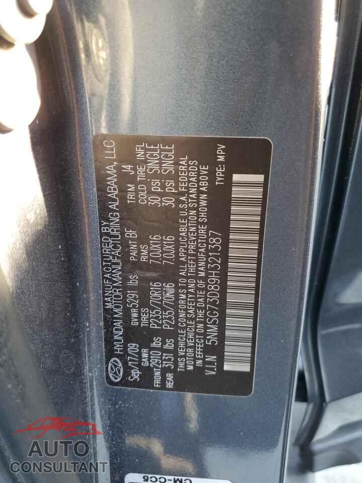 HYUNDAI SANTA FE 2009 - 5NMSG73D89H321387