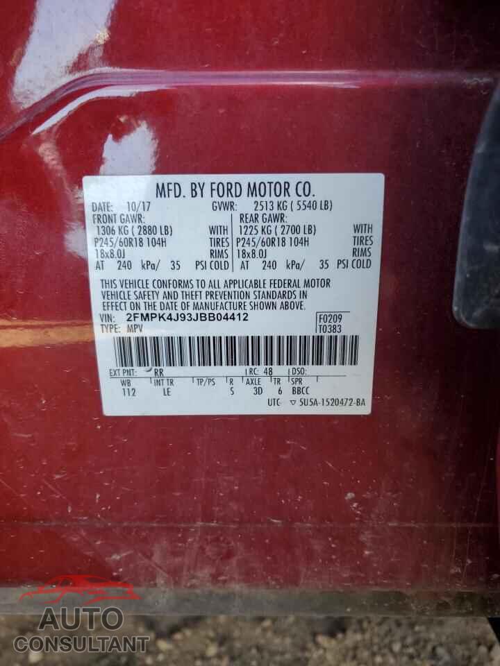 FORD EDGE 2018 - 2FMPK4J93JBB04412