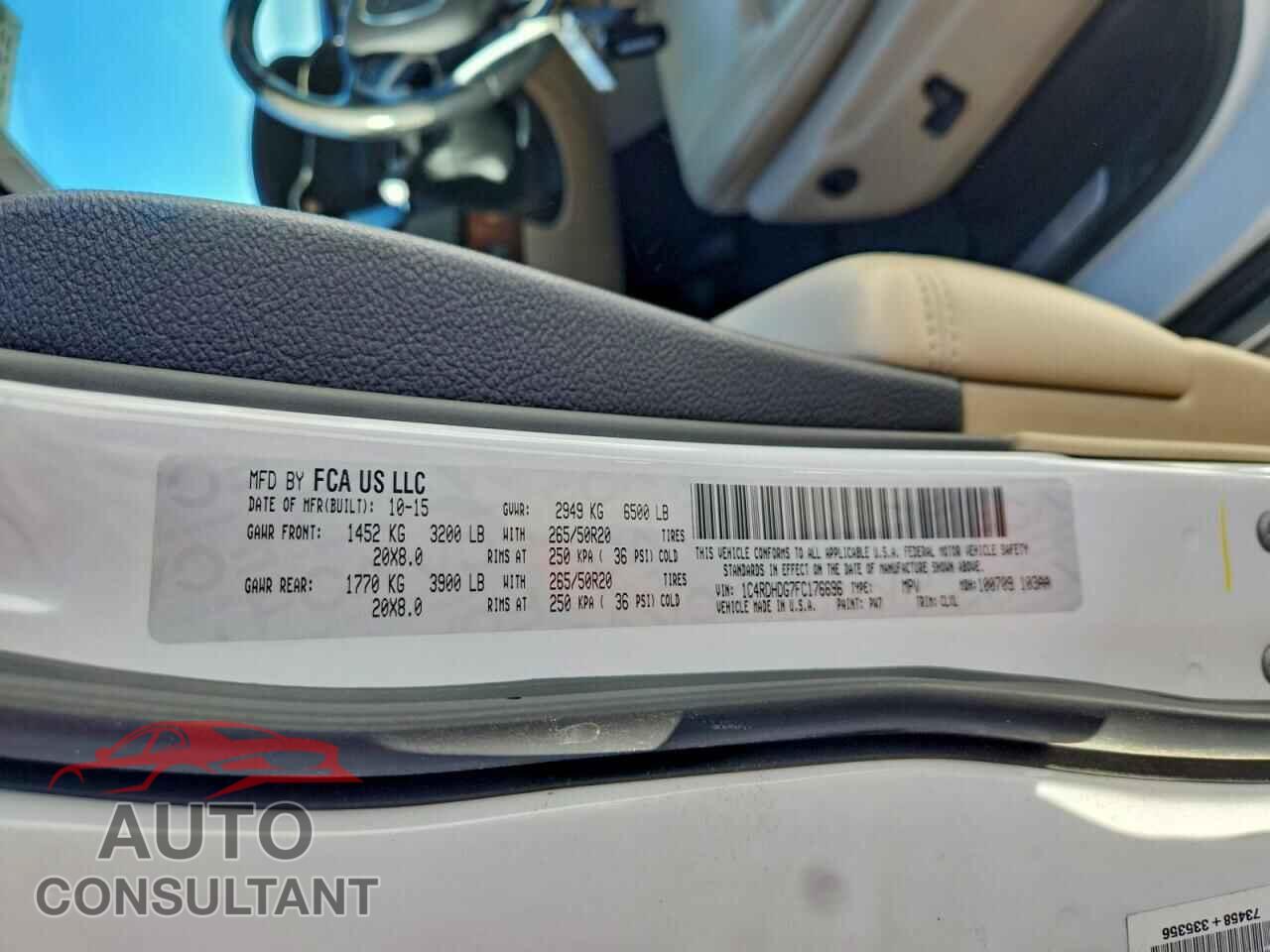 DODGE DURANGO 2015 - 1C4RDHDG7FC176696