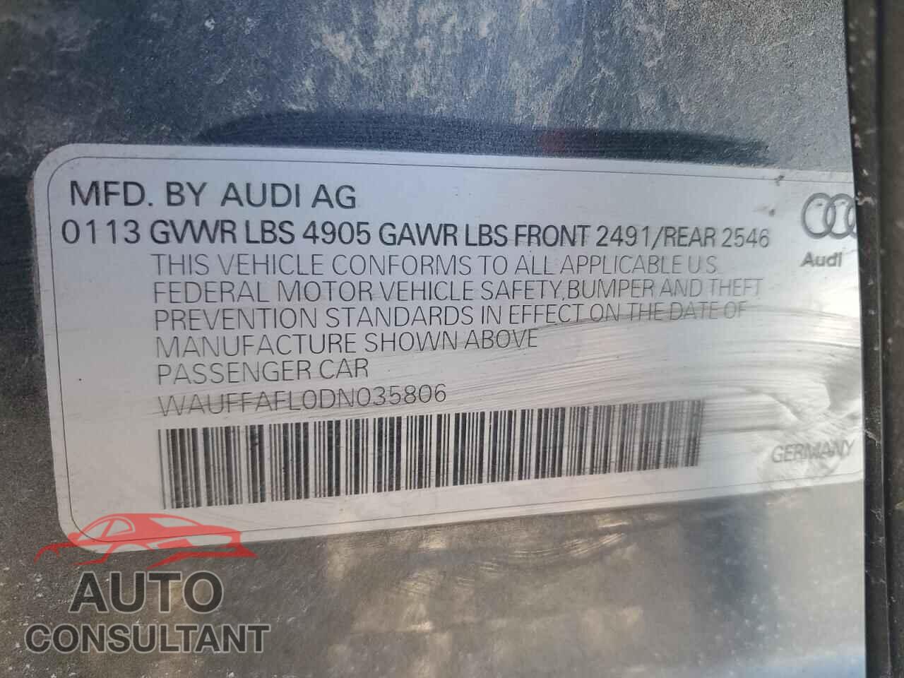 AUDI A4 2013 - WAUFFAFL0DN035806