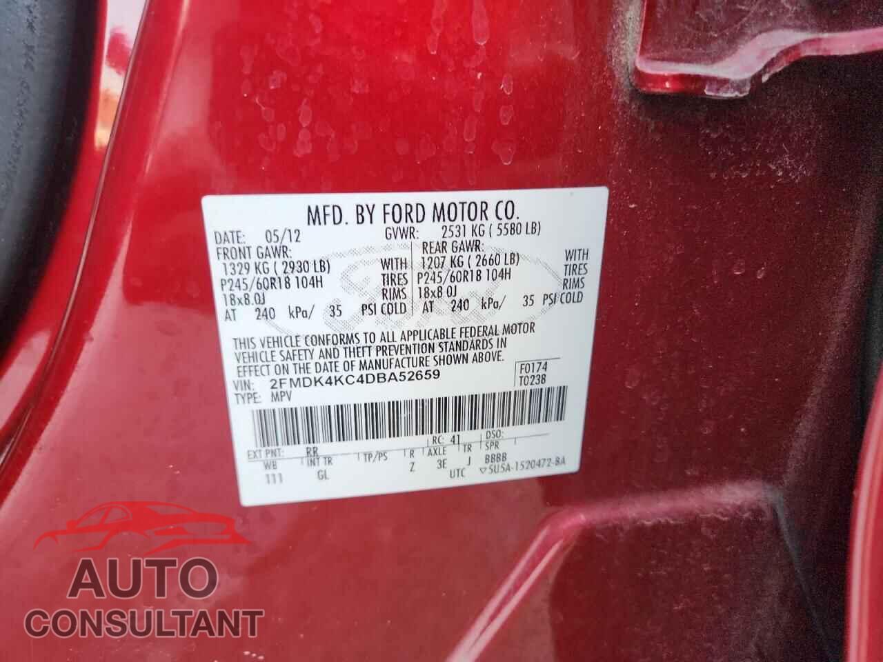 FORD EDGE 2013 - 2FMDK4KC4DBA52659