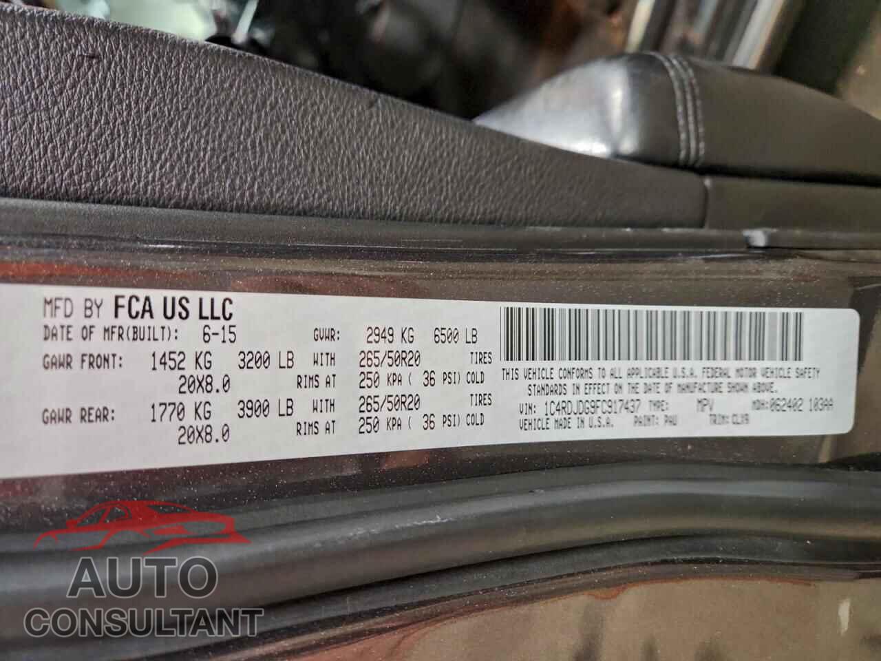 DODGE DURANGO 2015 - 1C4RDJDG9FC917437
