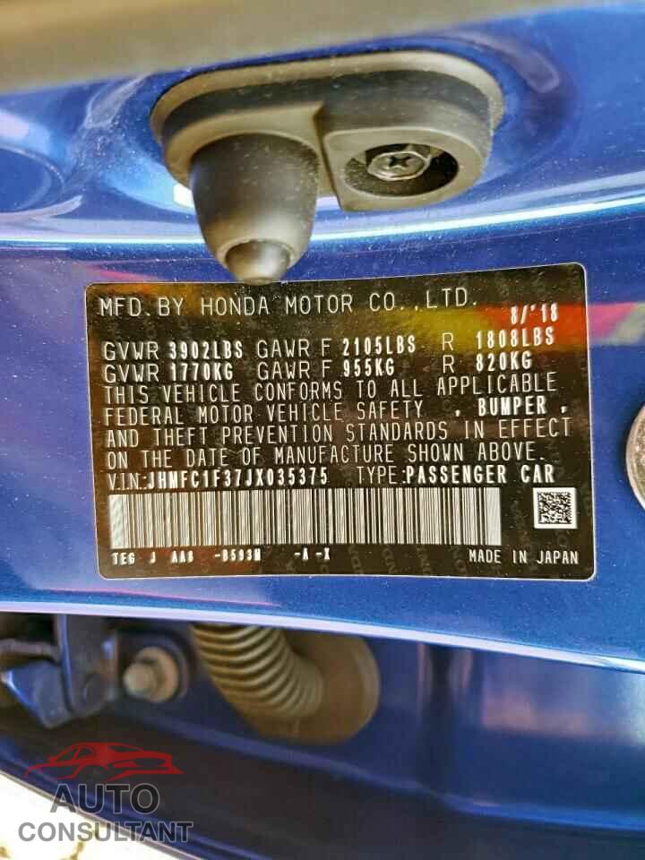 HONDA CIVIC 2018 - JHMFC1F37JX035375