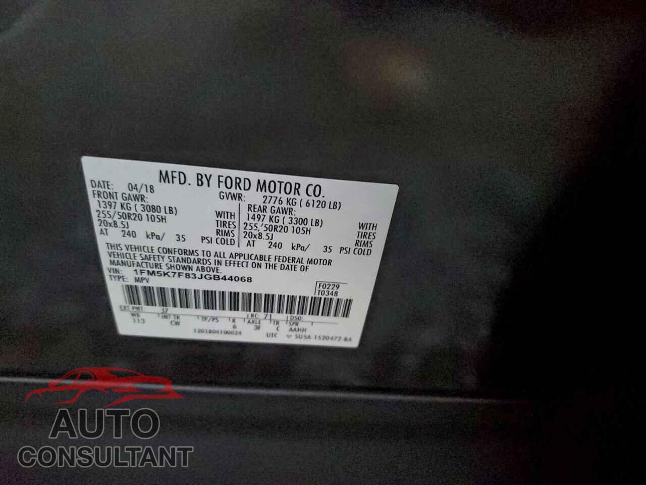 FORD EXPLORER 2018 - 1FM5K7F83JGB44068