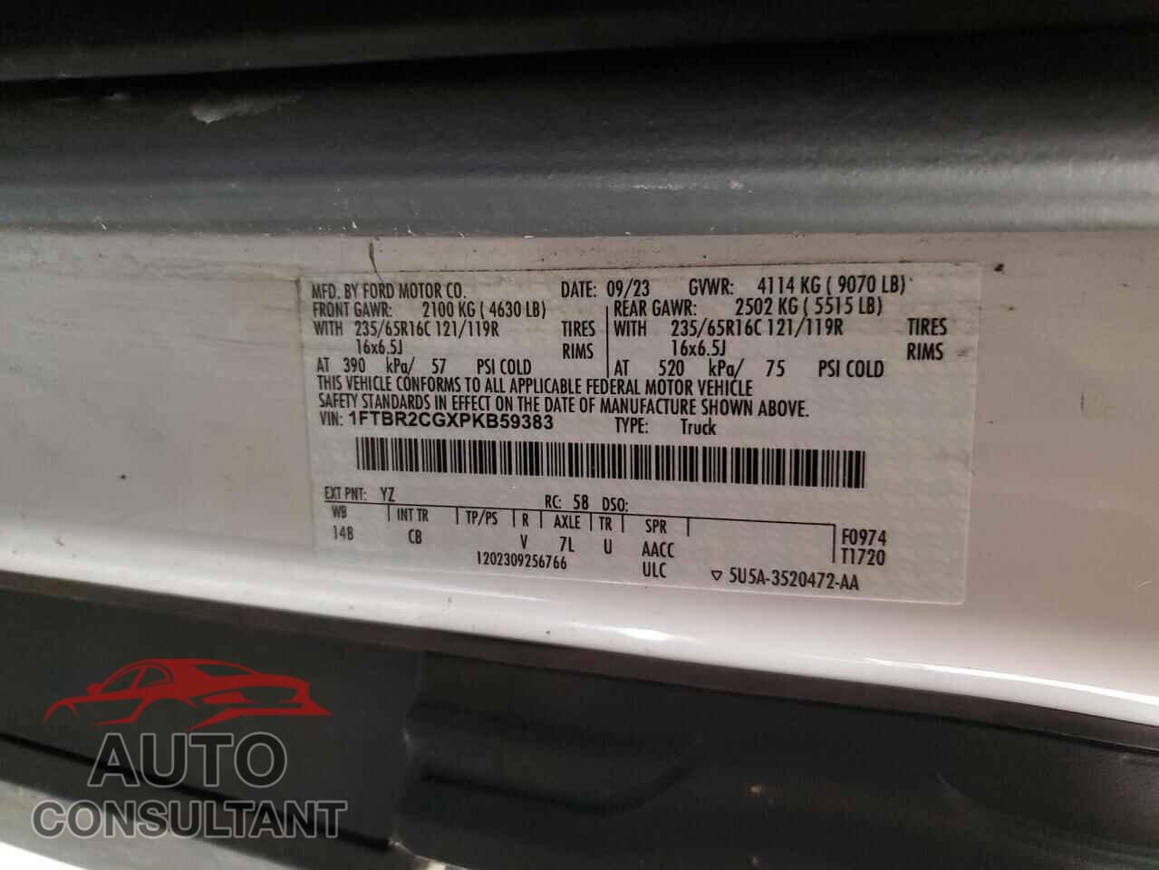 FORD TRANSIT 2023 - 1FTBR2CGXPKB59383