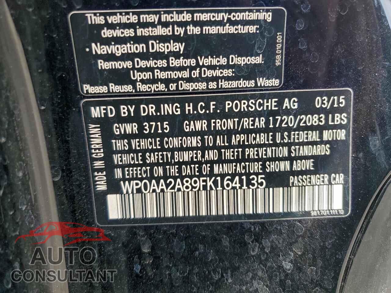 PORSCHE CAYMAN 2015 - WP0AA2A89FK164135