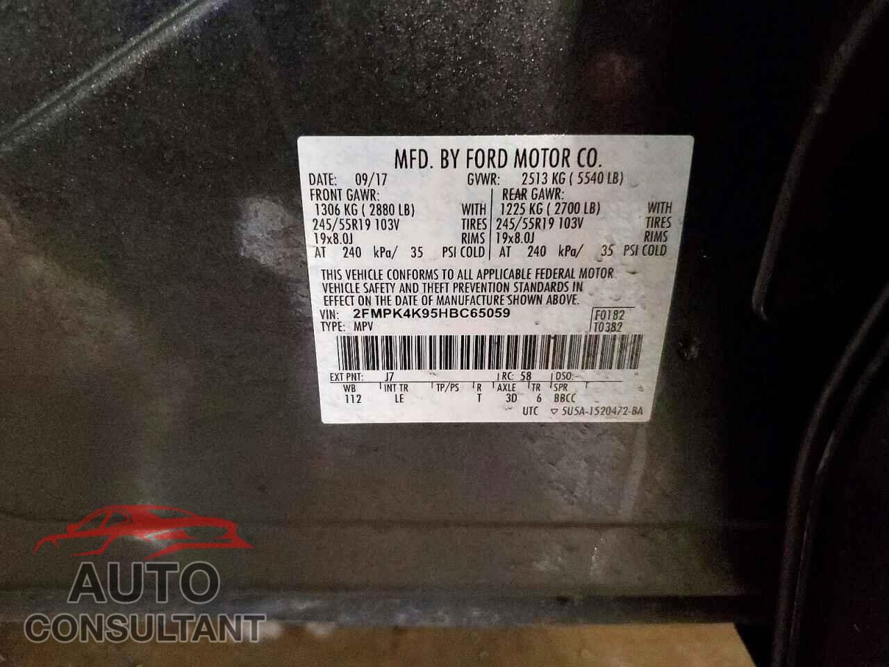 FORD EDGE 2017 - 2FMPK4K95HBC65059