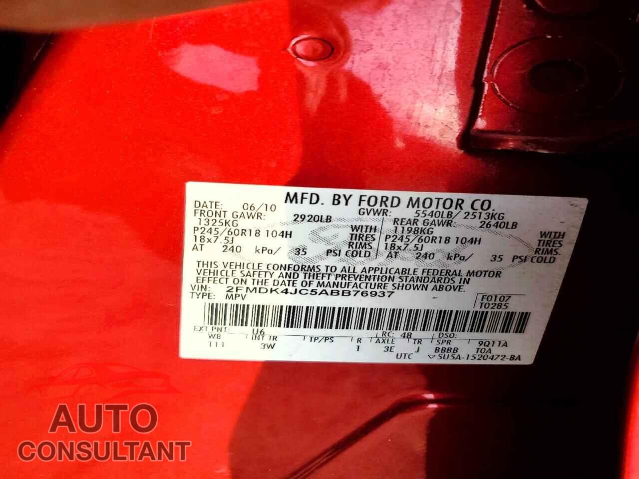 FORD EDGE 2010 - 2FMDK4JC5ABB76937