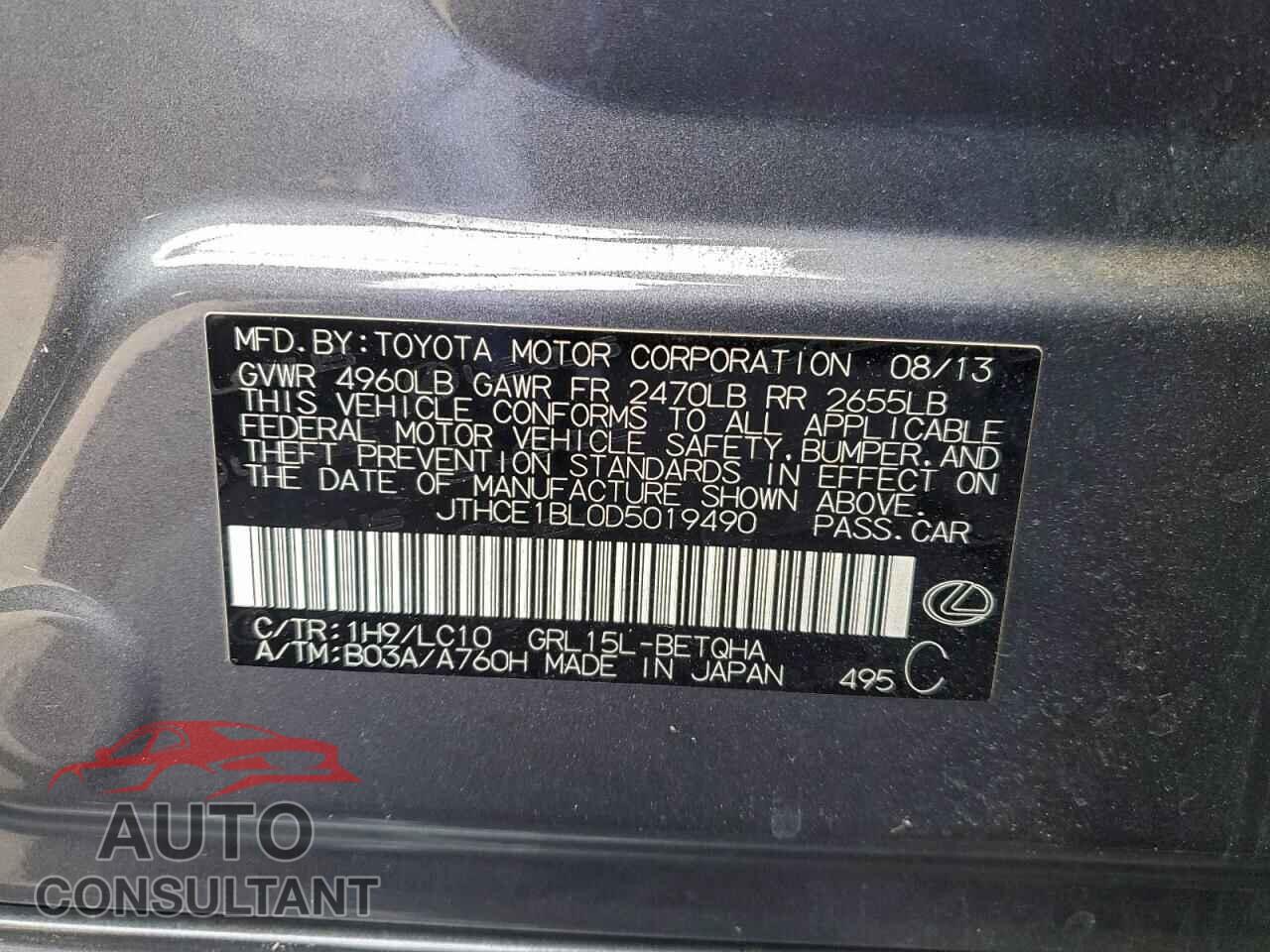 LEXUS GS350 2013 - JTHCE1BL0D5019490