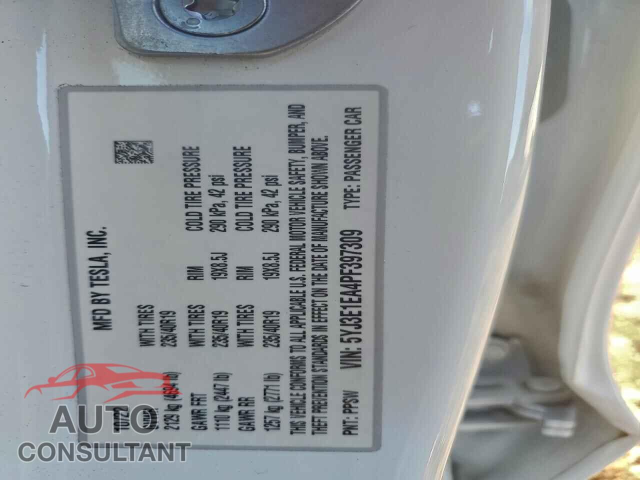 TESLA MODEL 3 2023 - 5YJ3E1EA4PF397309