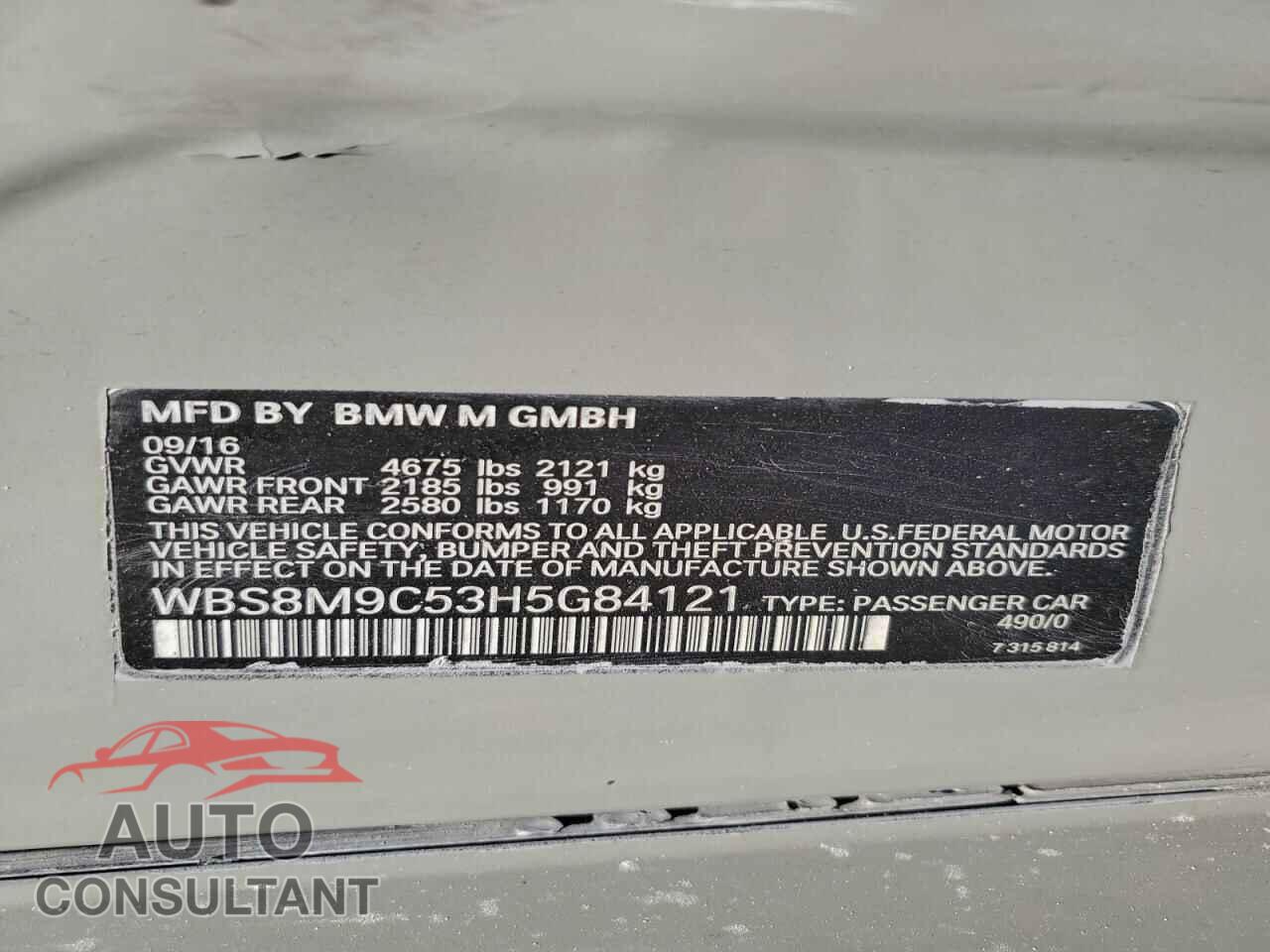 BMW M3 2017 - WBS8M9C53H5G84121