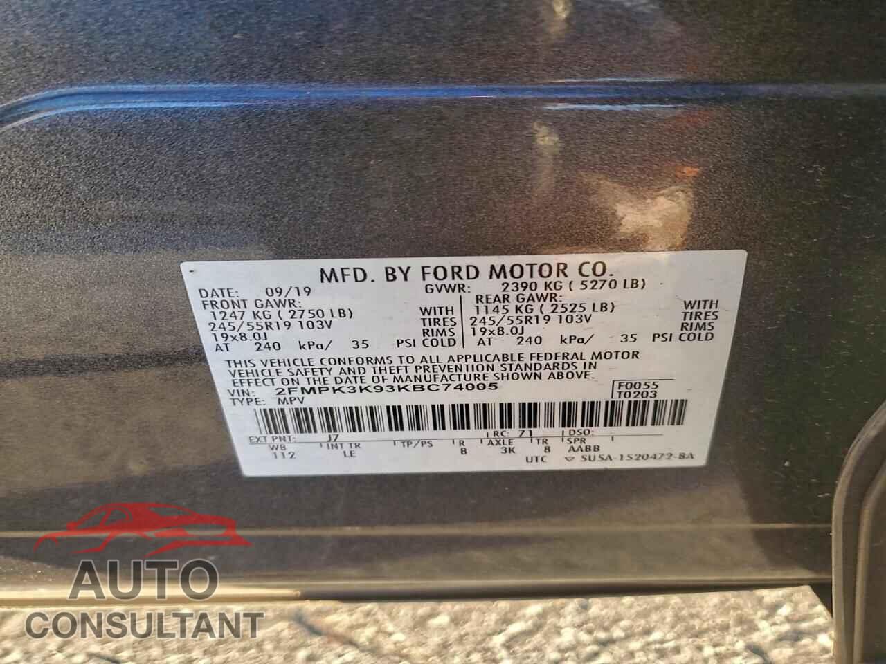 FORD EDGE 2019 - 2FMPK3K93KBC74005