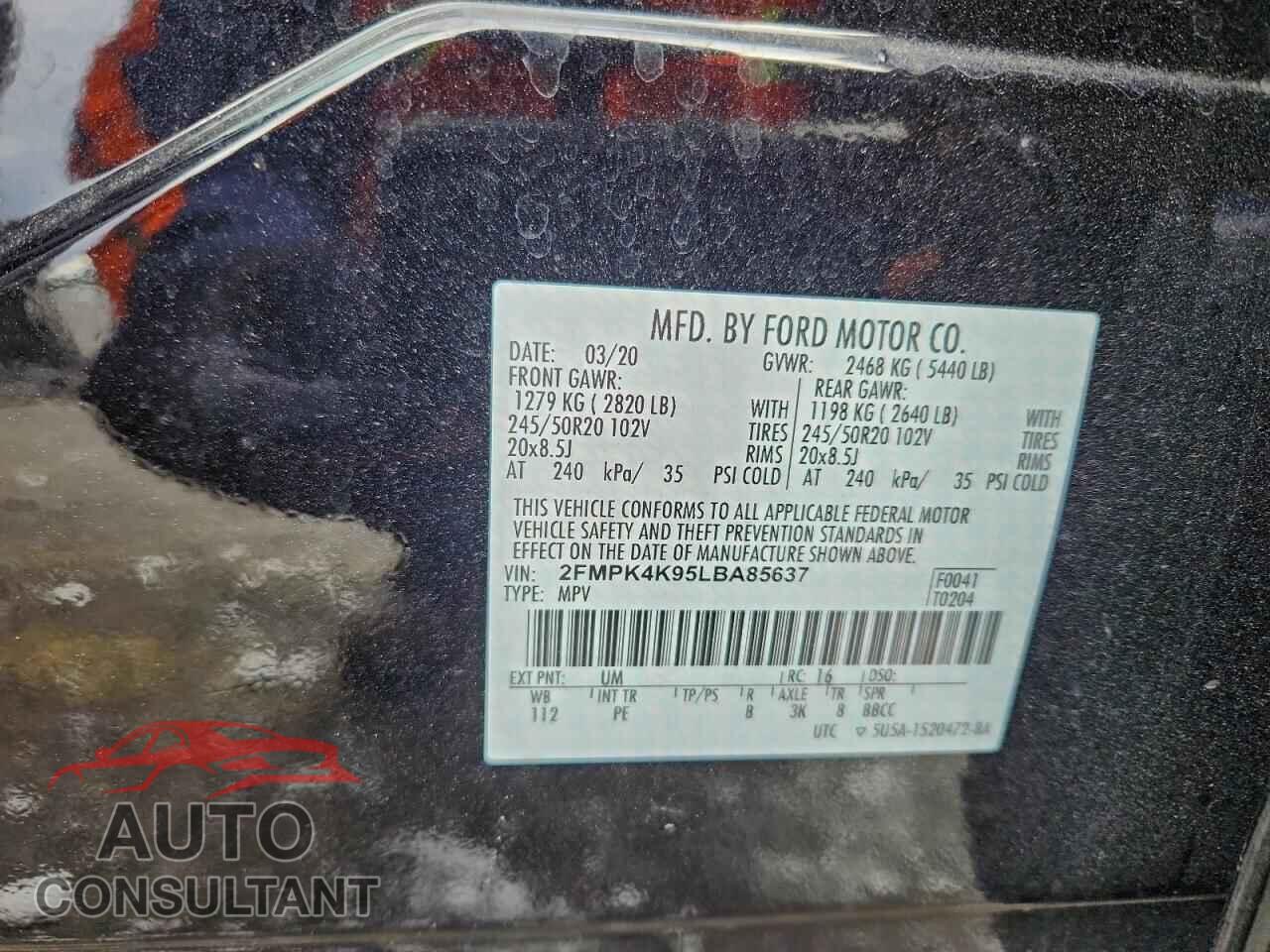FORD EDGE 2020 - 2FMPK4K95LBA85637