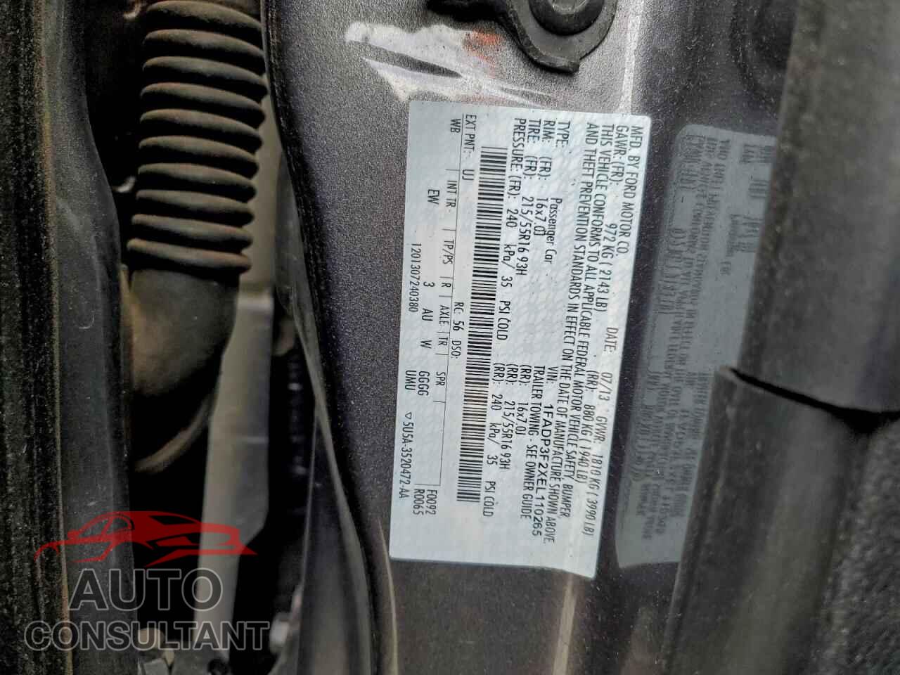 FORD FOCUS 2014 - 1FADP3F2XEL110265